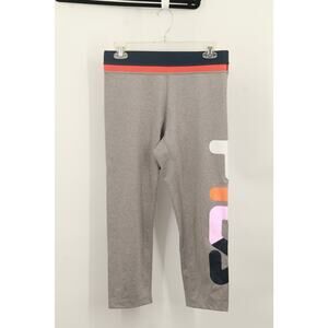 Fila Sport Women's High Rise Capri Leggings Elastic Waist Size M Gray/Orange
